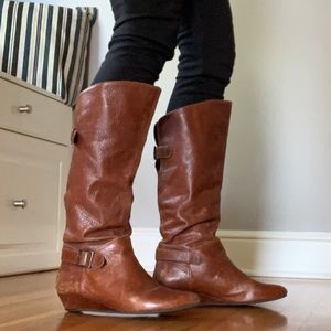 Burnt orangish knee high boots